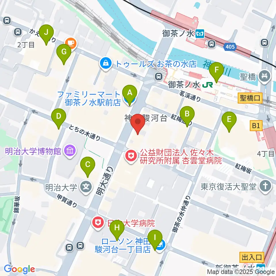 クロサワバイオリンお茶の水店周辺のコンビニエンスストア一覧地図