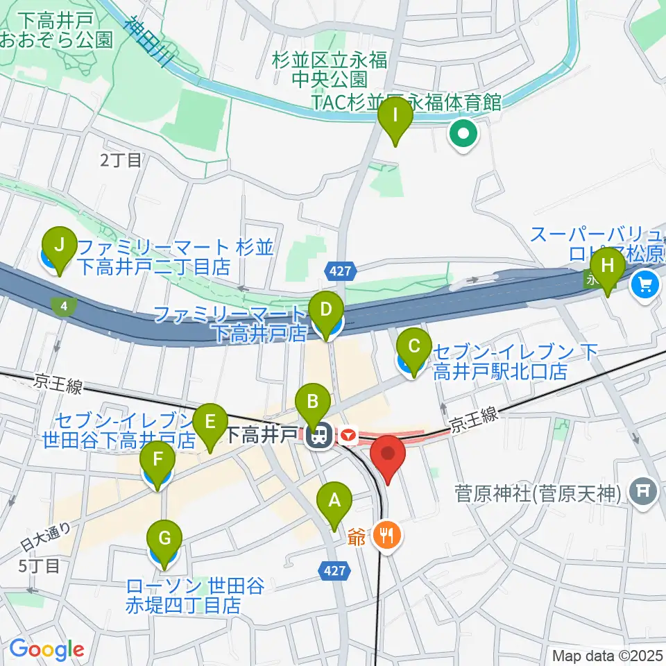 ミュージックスクール ムジカーサ周辺のコンビニエンスストア一覧地図