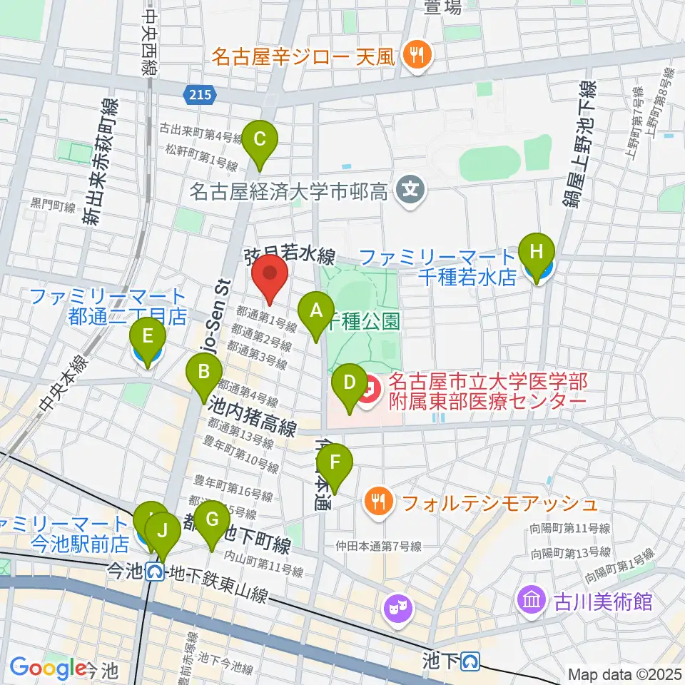 アリアギター・ショールーム周辺のコンビニエンスストア一覧地図