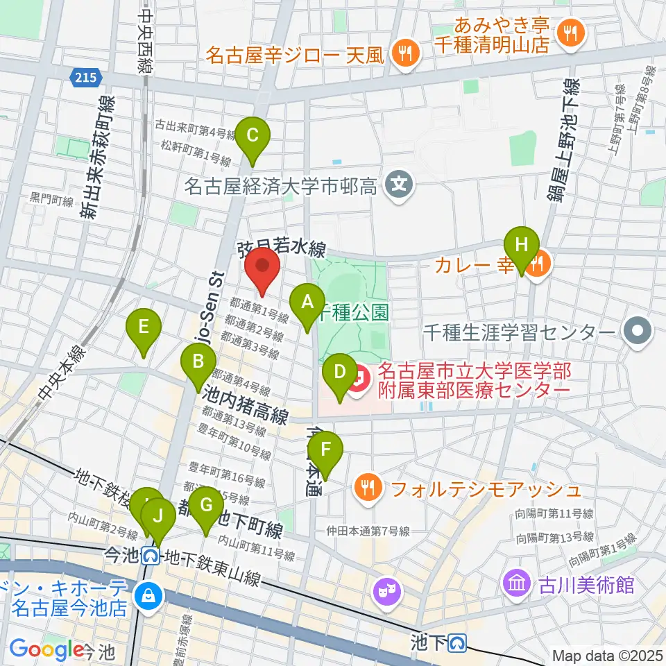 アリアギター・ショールーム周辺のコンビニエンスストア一覧地図