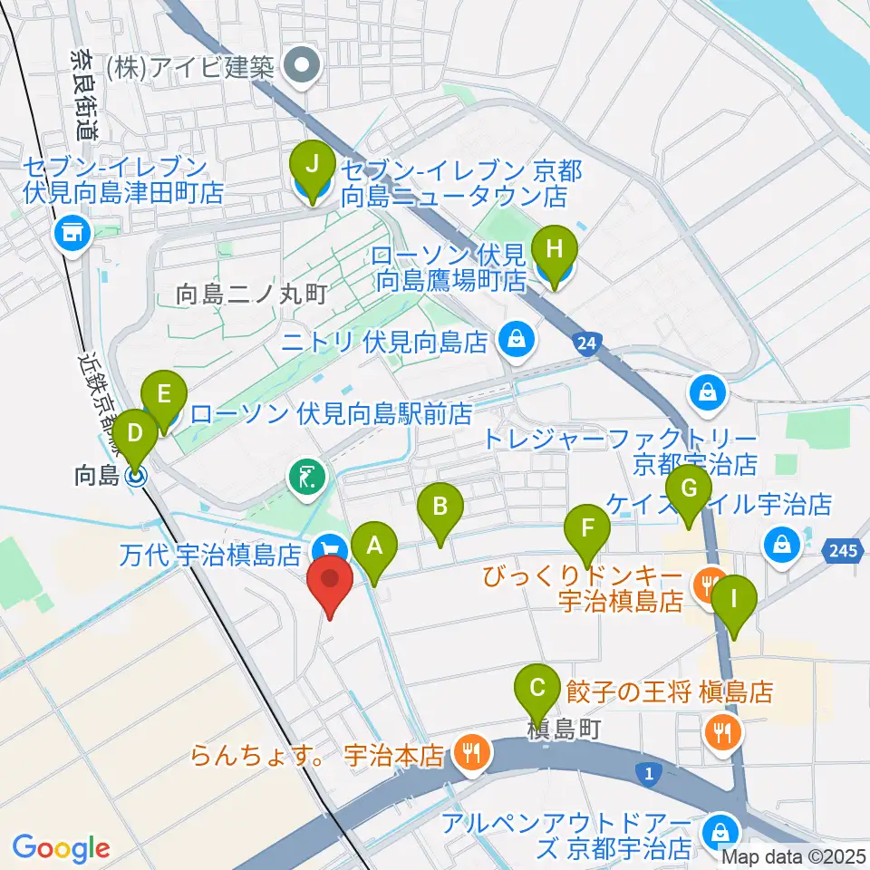 ヒガシ絃楽器製作所 オリエンテ周辺のコンビニエンスストア一覧地図