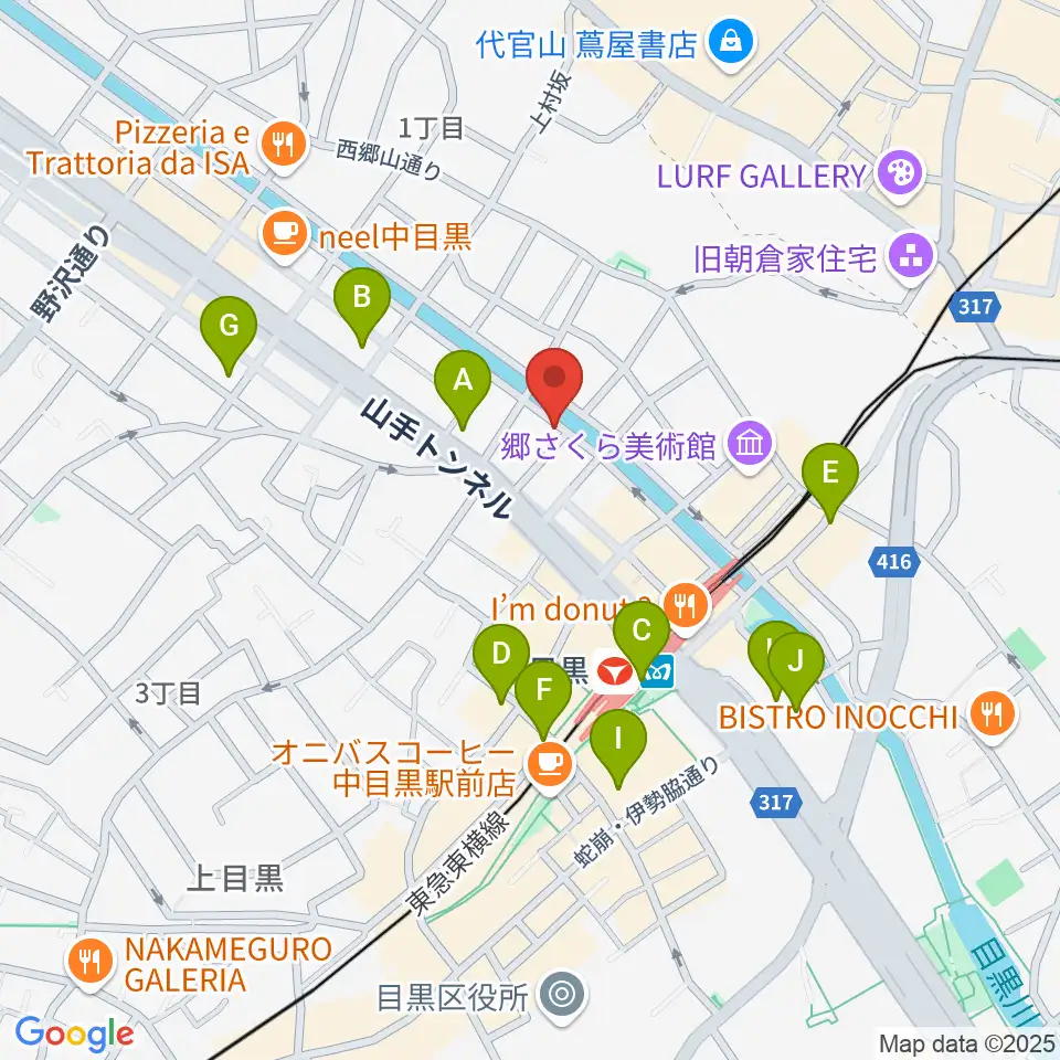 中目黒弦楽器周辺のコンビニエンスストア一覧地図