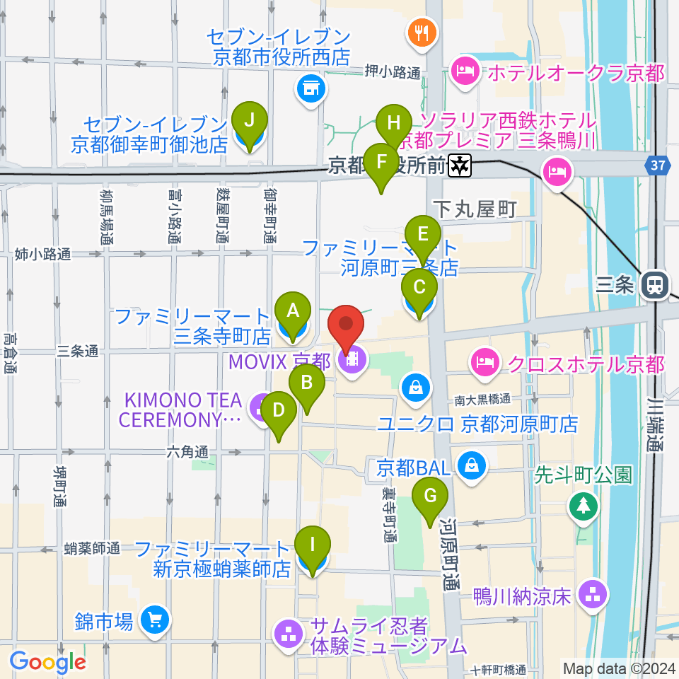 JEUGIA三条本店周辺のコンビニエンスストア一覧地図