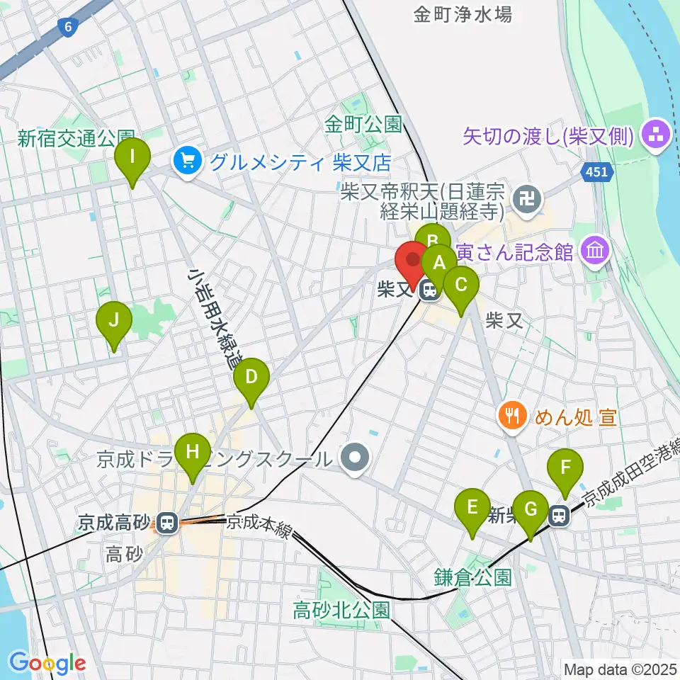 葛飾しばまた音楽教室周辺のコンビニエンスストア一覧地図