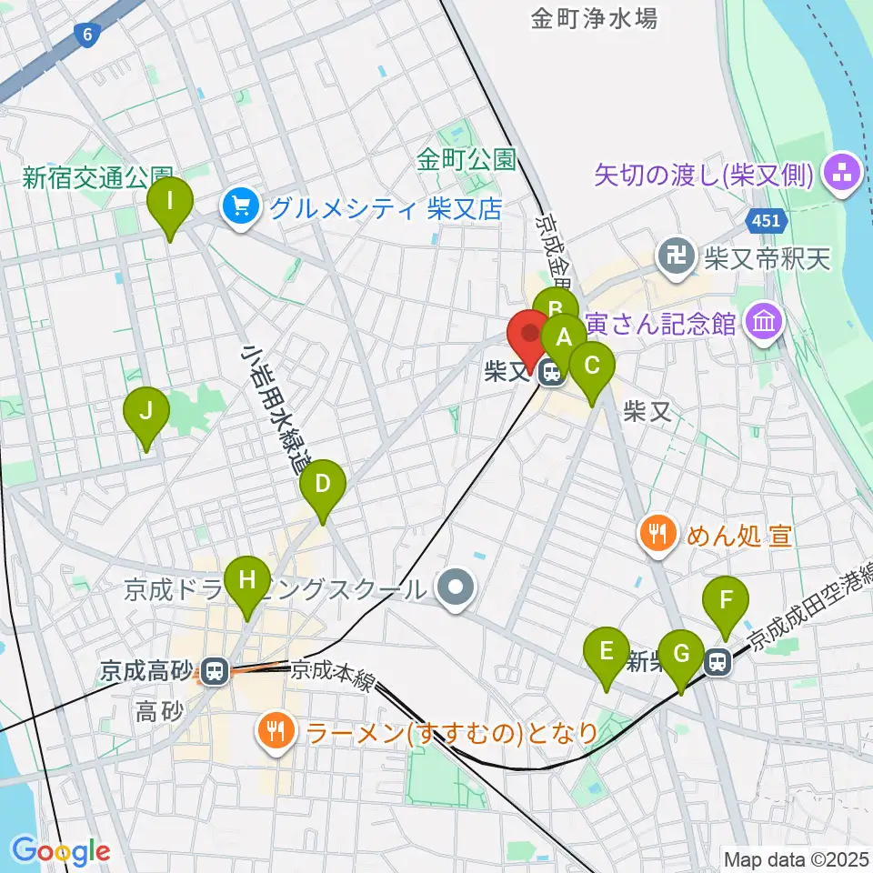 葛飾しばまた音楽教室周辺のコンビニエンスストア一覧地図