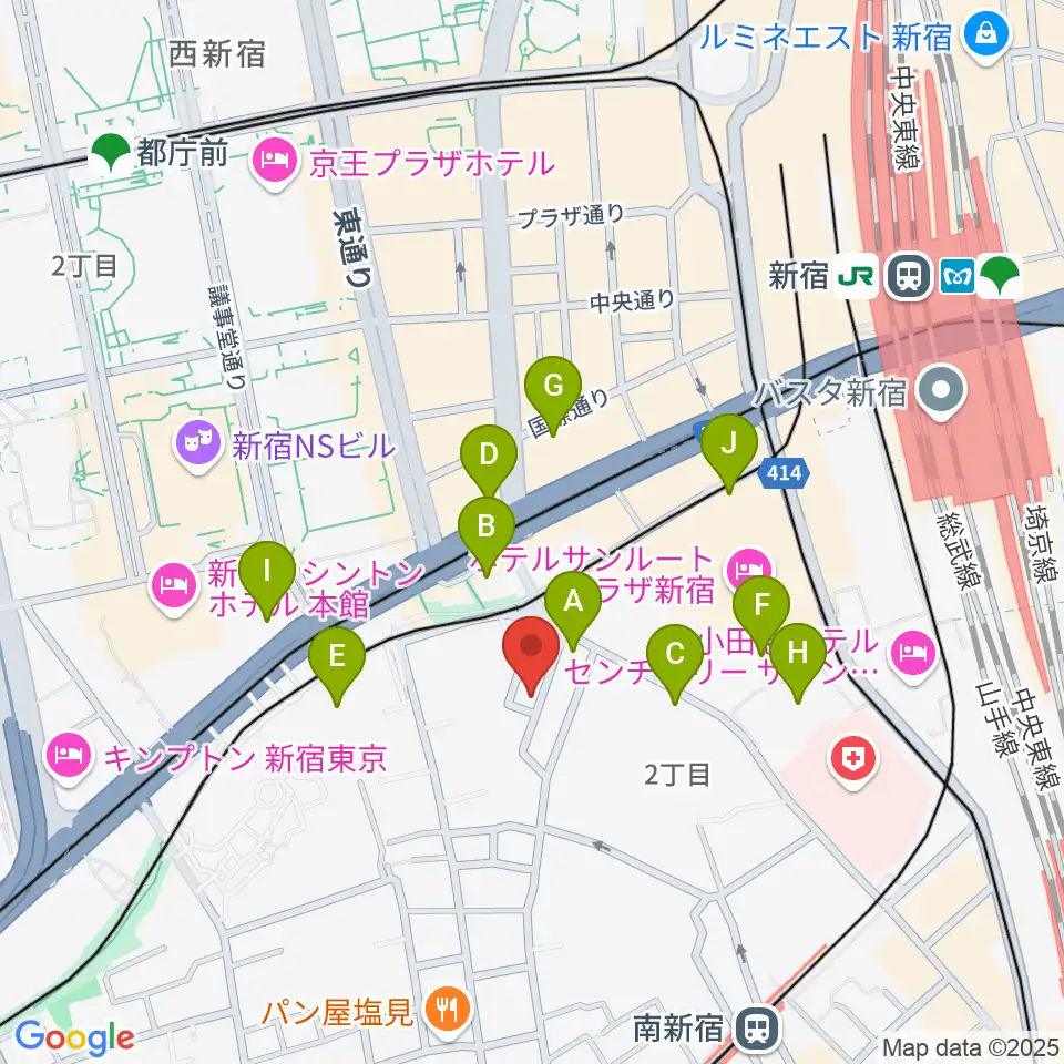 スタジオミュージアム新宿店周辺のコンビニエンスストア一覧地図