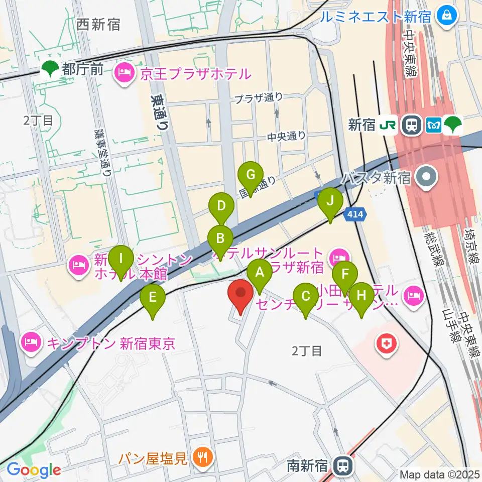 スタジオミュージアム新宿店周辺のコンビニエンスストア一覧地図