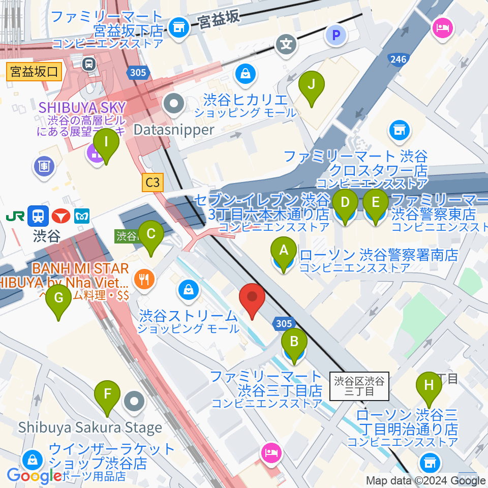 イケベリユースギターズ周辺のコンビニエンスストア一覧地図