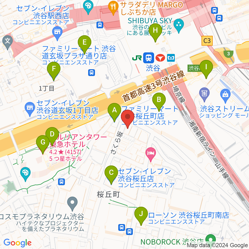 イケベ楽器店ベースコレクション周辺のコンビニエンスストア一覧地図