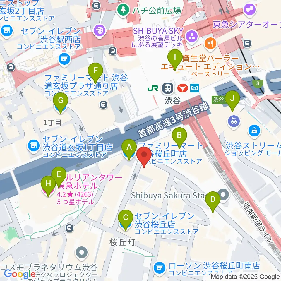 イケベ楽器店ベースコレクション周辺のコンビニエンスストア一覧地図