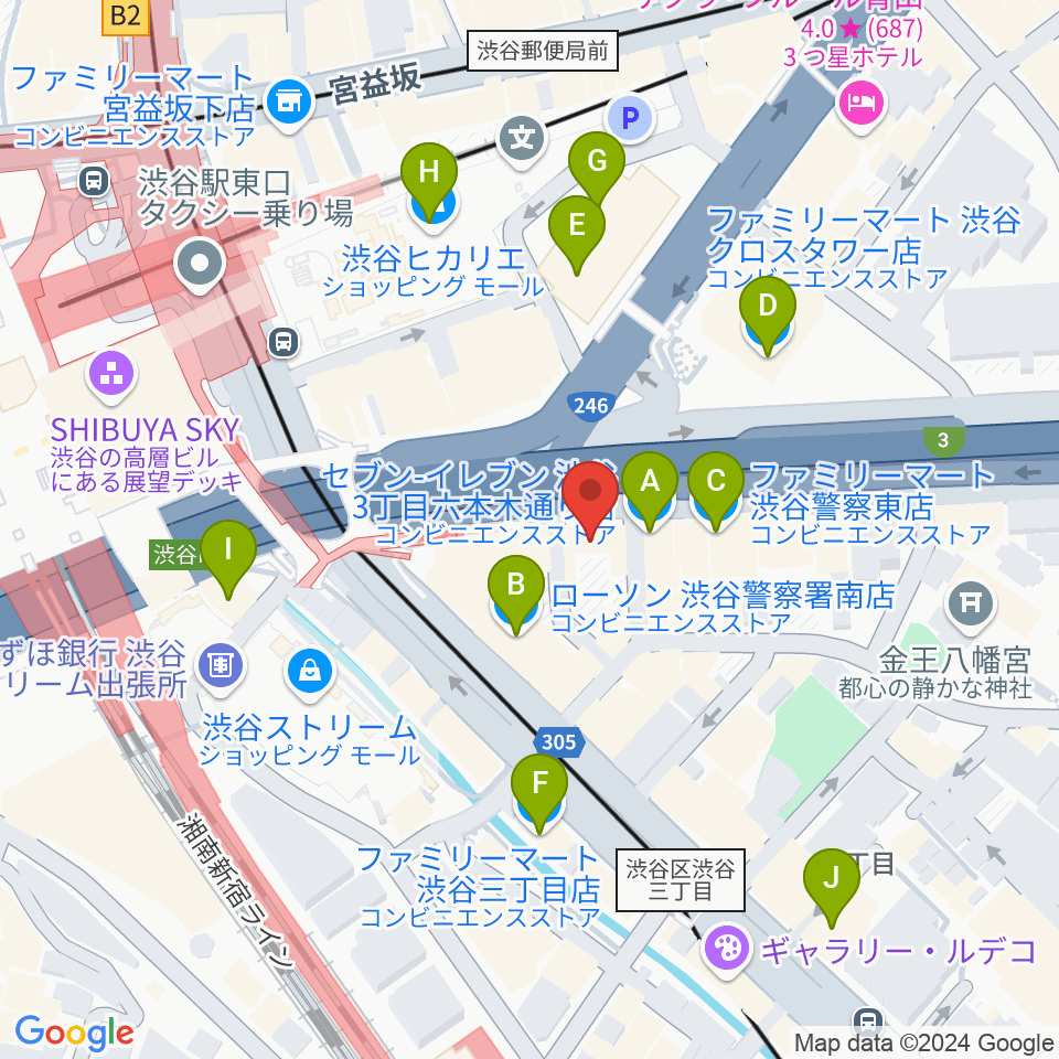 イケベ楽器店ウインドブロス周辺のコンビニエンスストア一覧地図