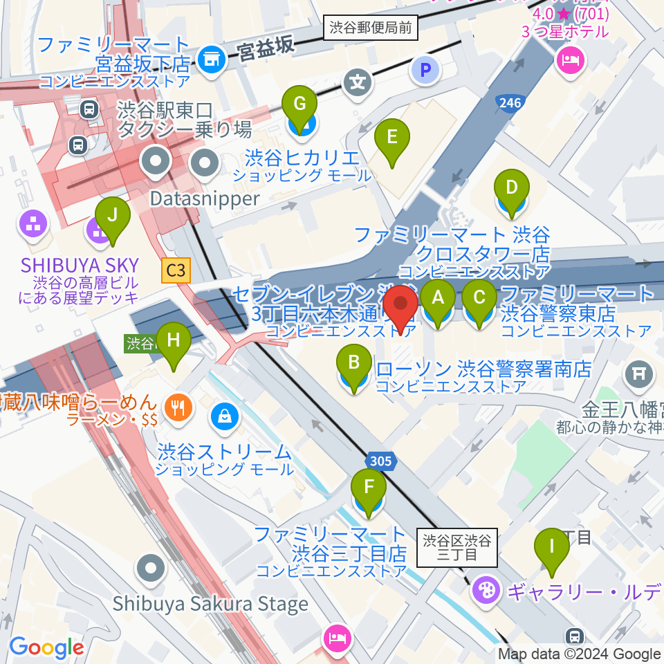 イケベ楽器店ウインドブロス周辺のコンビニエンスストア一覧地図