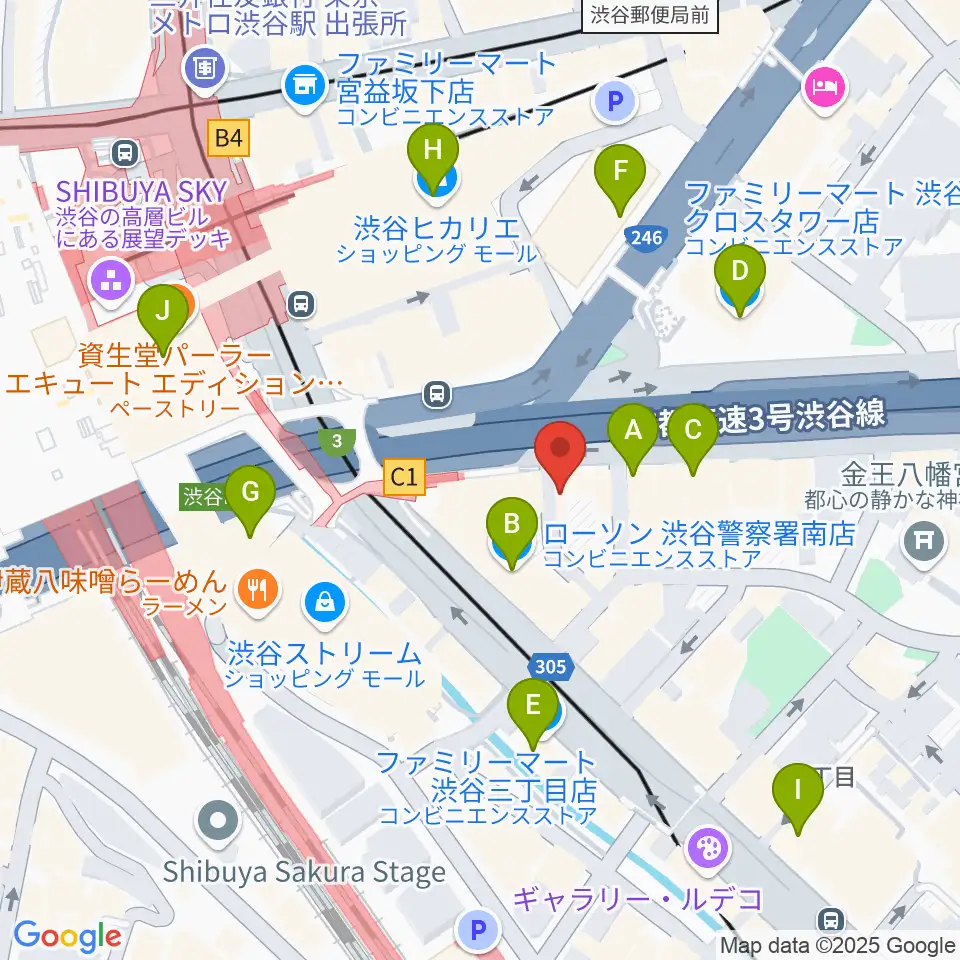 イケベ楽器店トランペットステーション周辺のコンビニエンスストア一覧地図