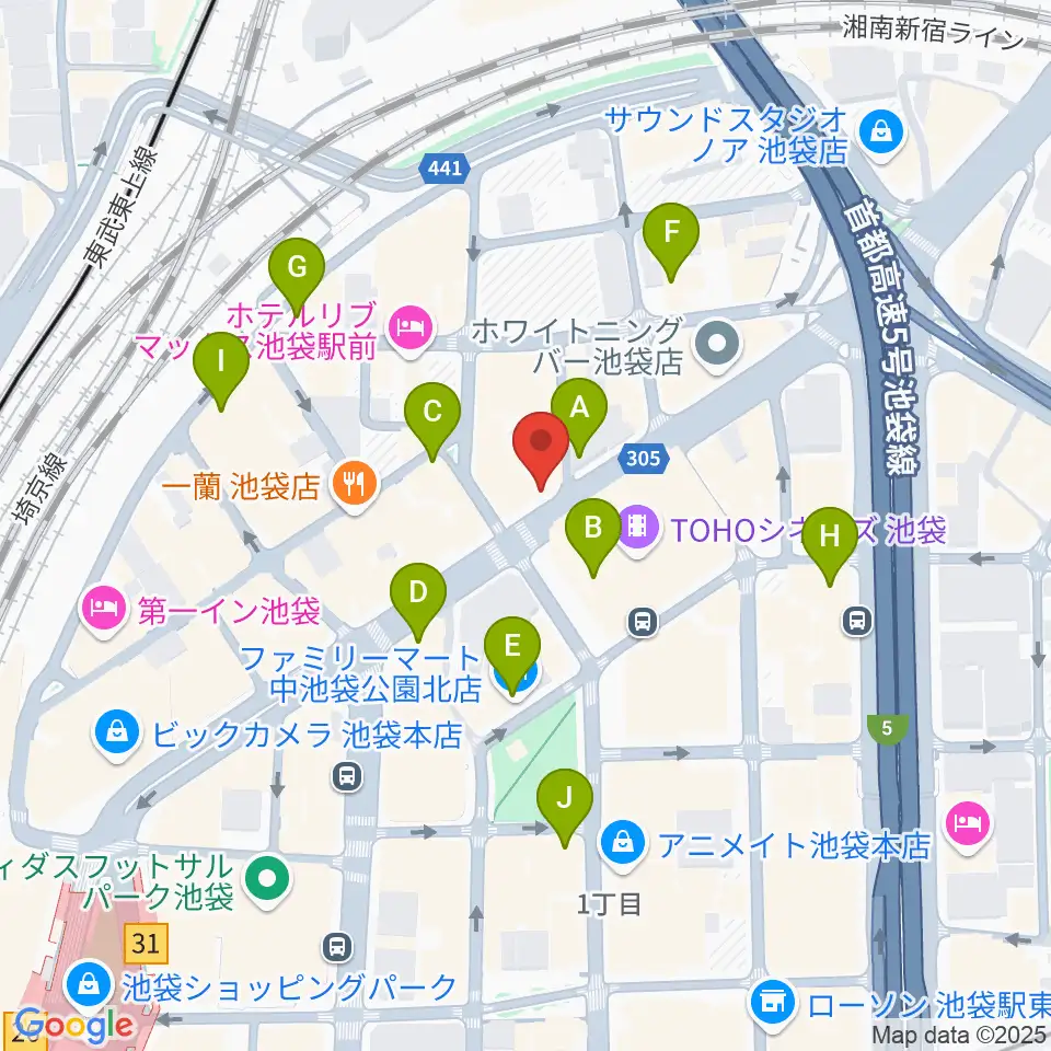 ロックハウスイケベ池袋周辺のコンビニエンスストア一覧地図