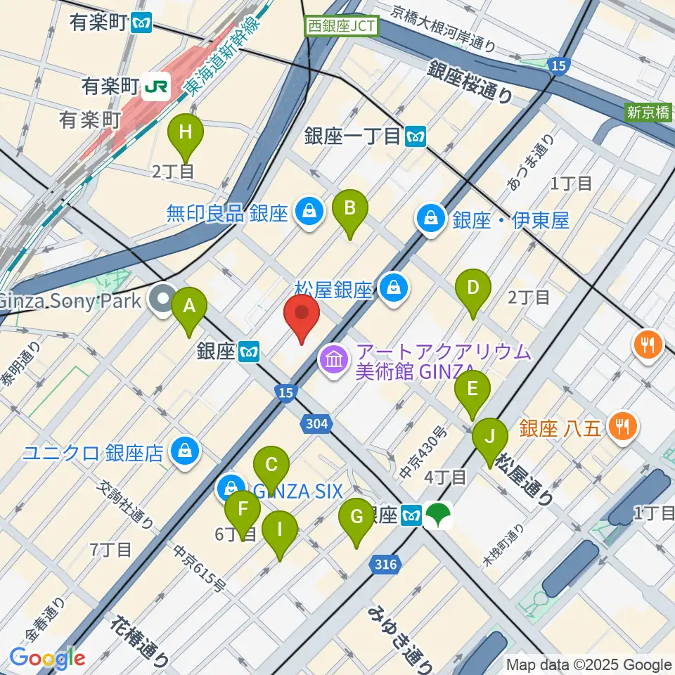 山野楽器 銀座本店周辺のコンビニエンスストア一覧地図
