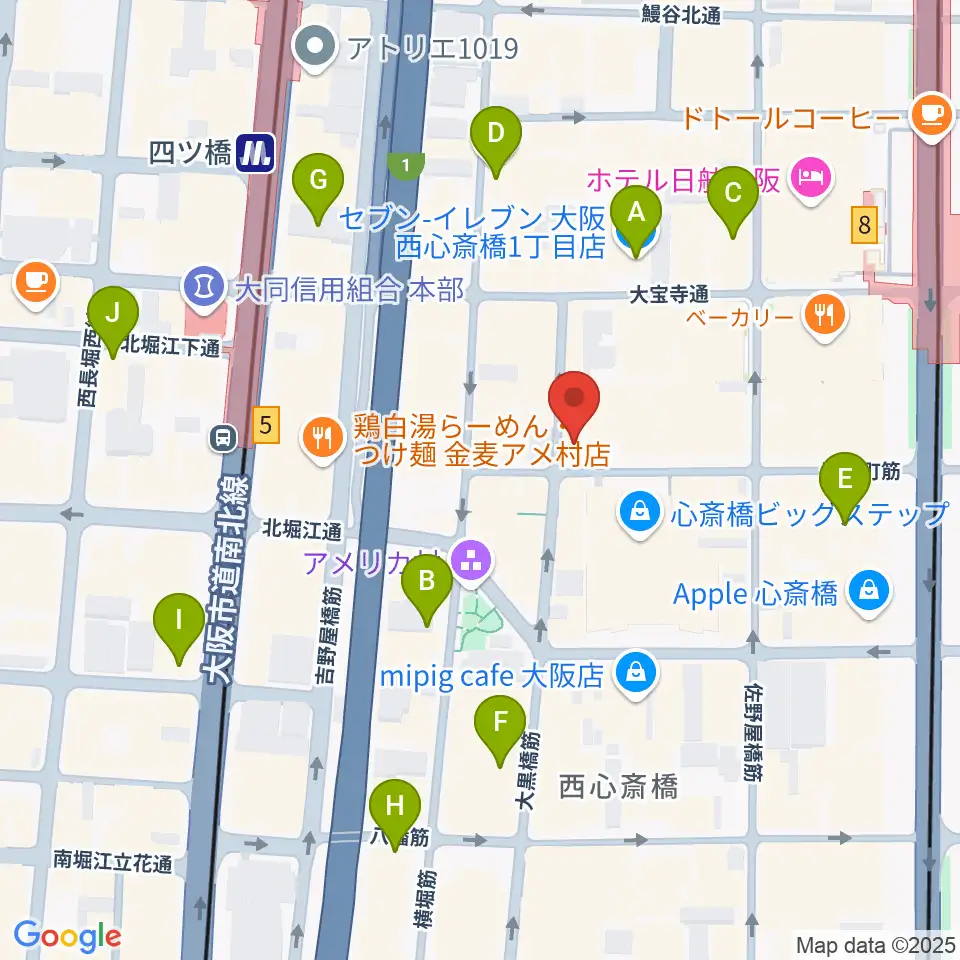 イケベ楽器店プレミアムギターズ周辺のコンビニエンスストア一覧地図