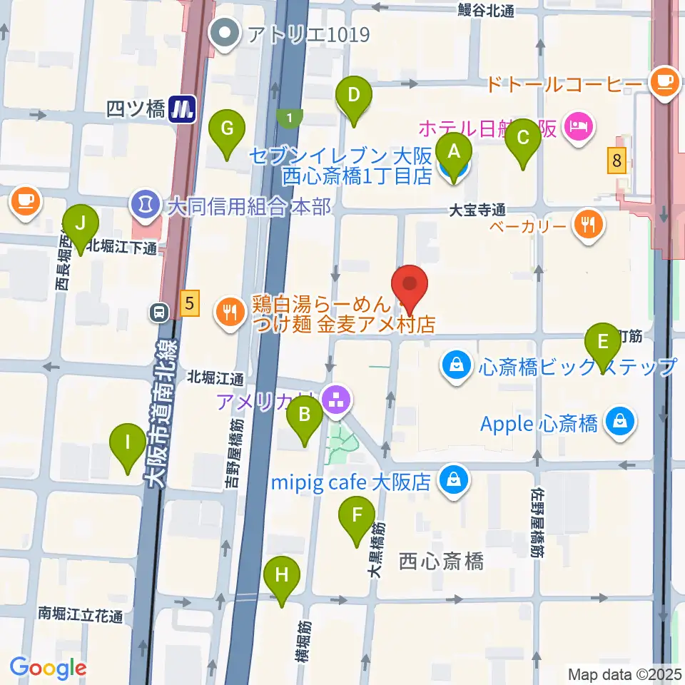 イケベ楽器店プレミアムギターズ周辺のコンビニエンスストア一覧地図