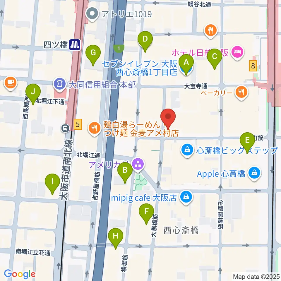 イケベ楽器店プレミアムギターズ周辺のコンビニエンスストア一覧地図