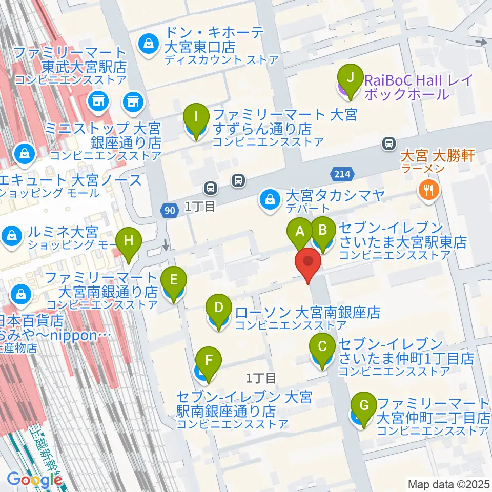 クレアーレ大宮周辺のコンビニエンスストア一覧地図