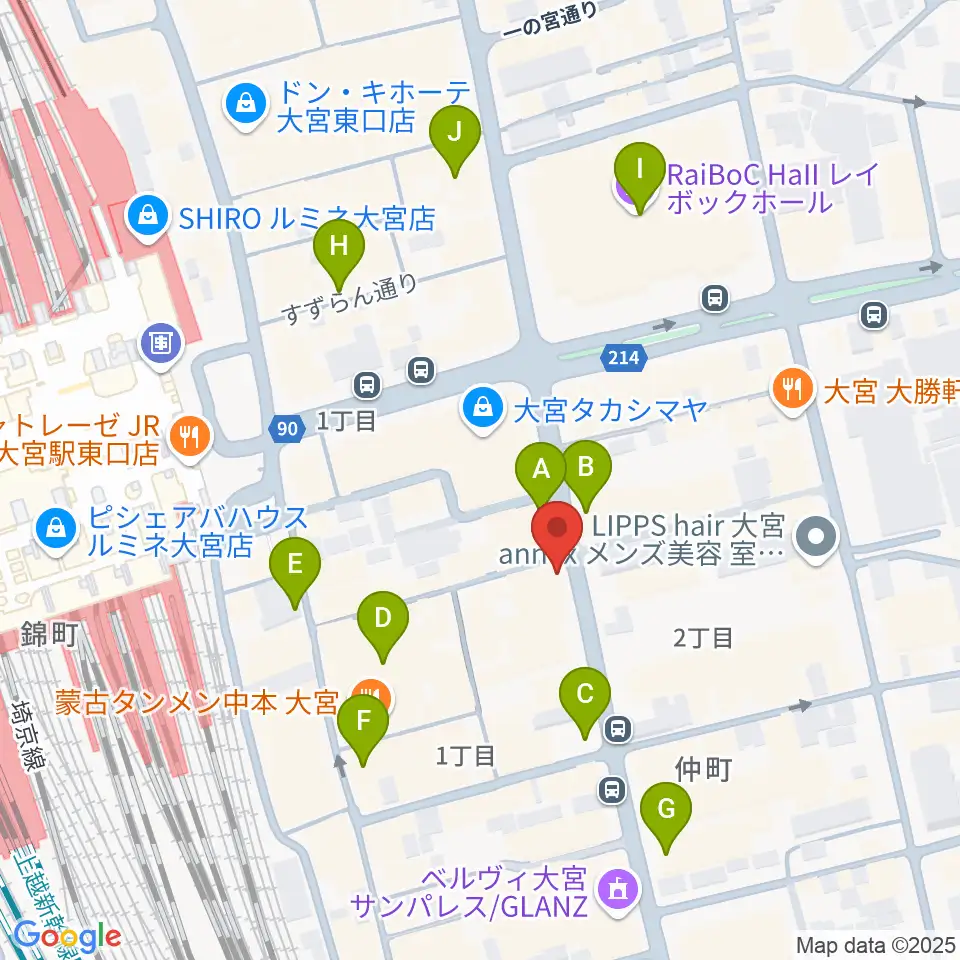 クレアーレ大宮周辺のコンビニエンスストア一覧地図