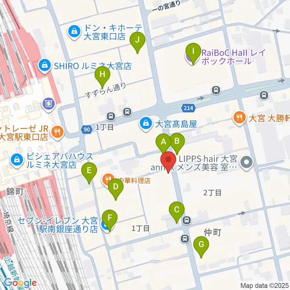 クレアーレ大宮周辺のコンビニエンスストア一覧地図