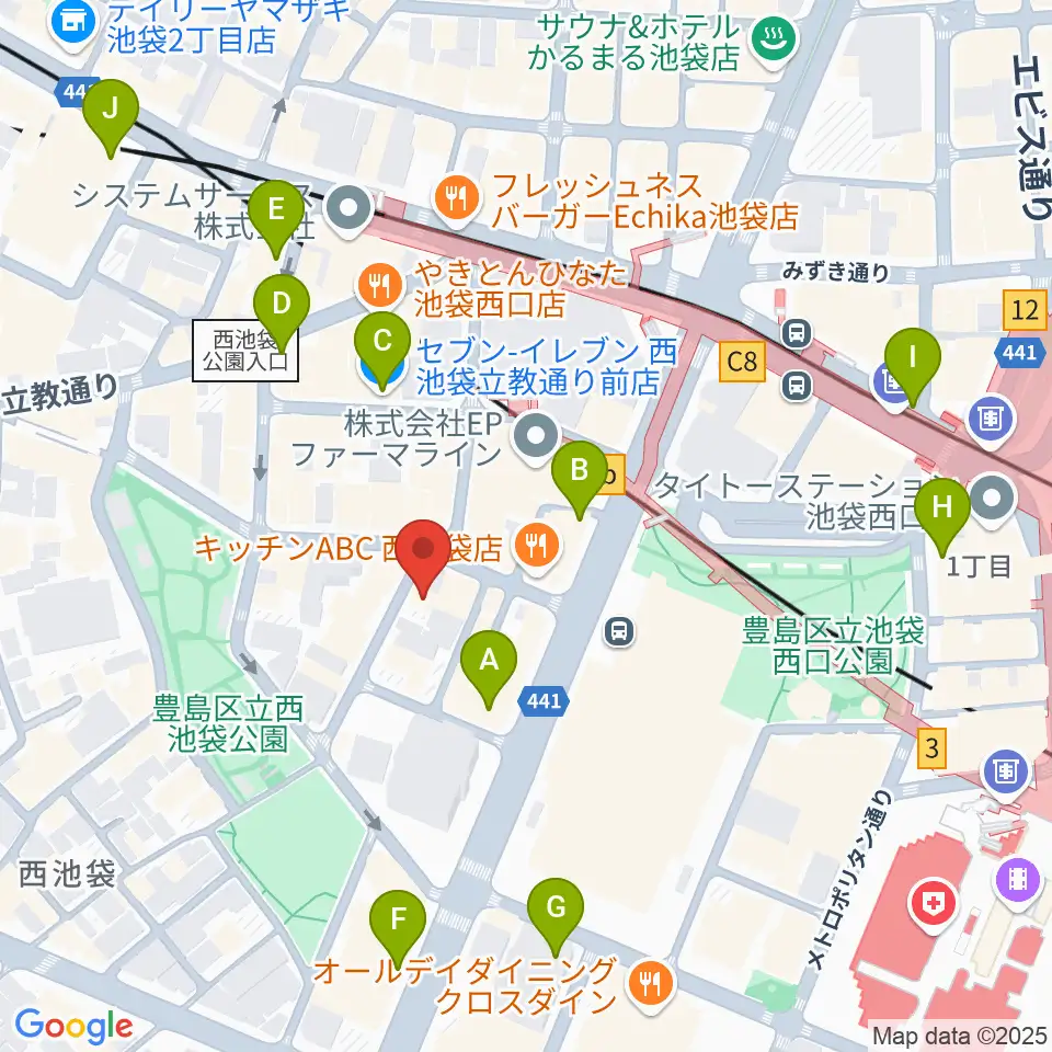 イケガク周辺のコンビニエンスストア一覧地図