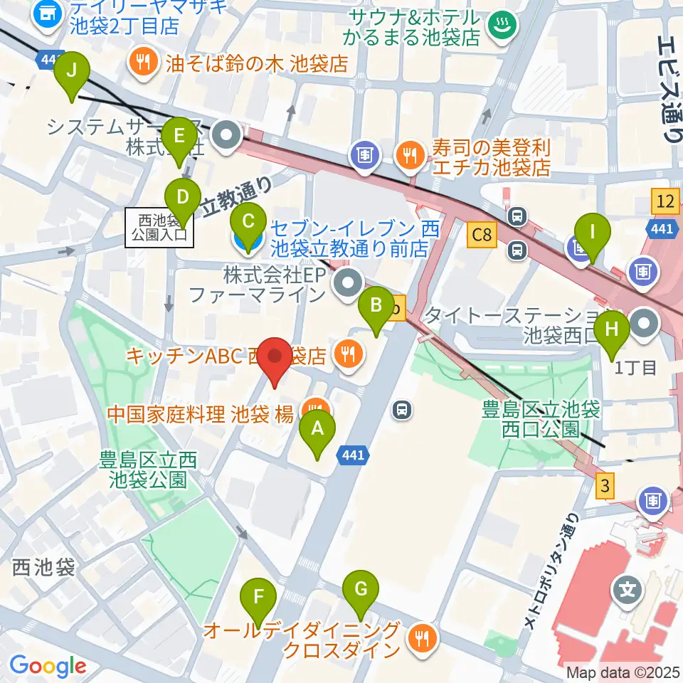 イケガク周辺のコンビニエンスストア一覧地図