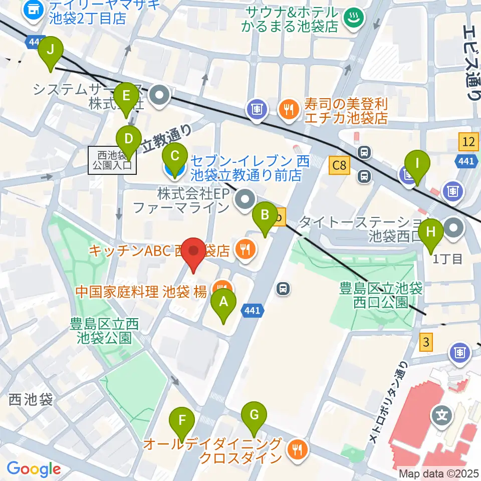 イケガク周辺のコンビニエンスストア一覧地図