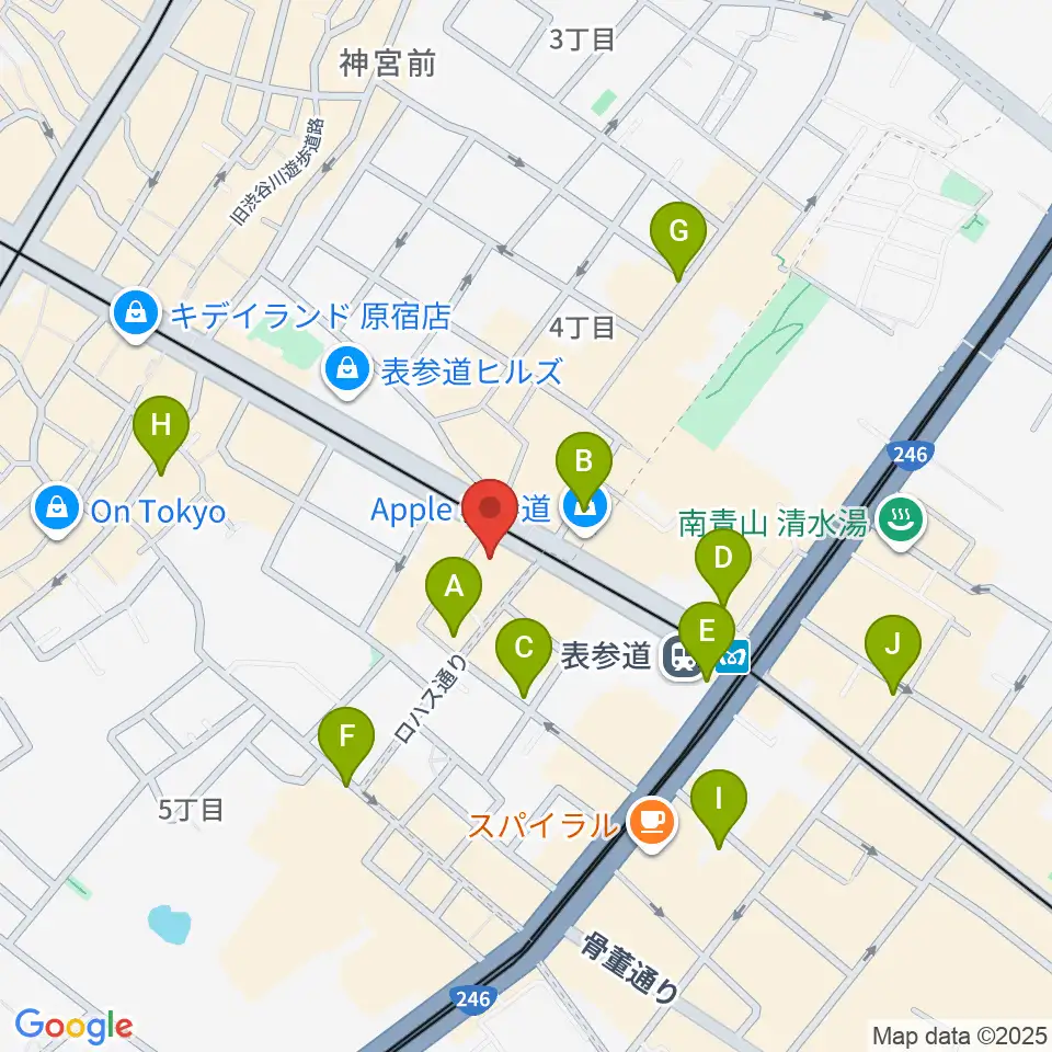 カワイ表参道周辺のコンビニエンスストア一覧地図