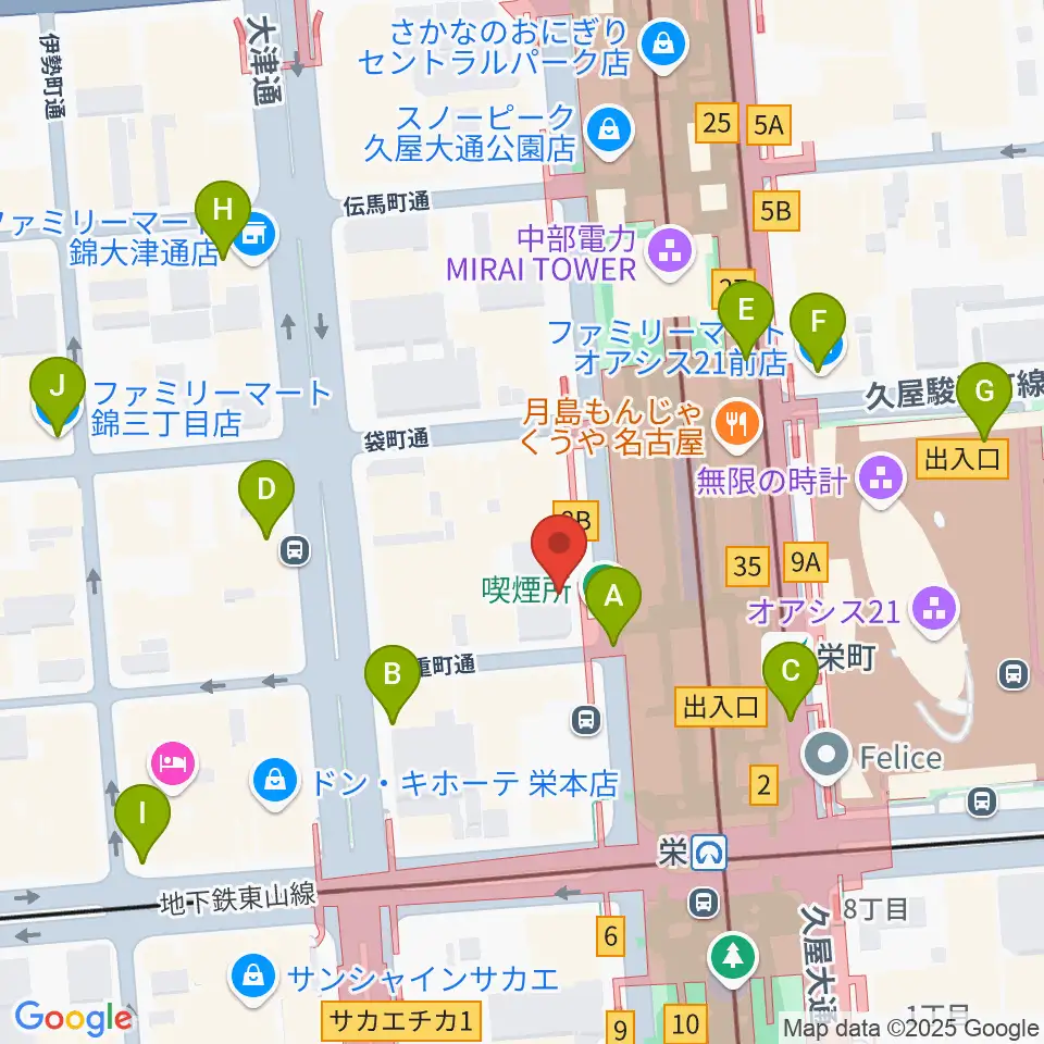 カワイ名古屋周辺のコンビニエンスストア一覧地図