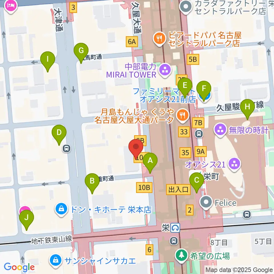 カワイ名古屋周辺のコンビニエンスストア一覧地図