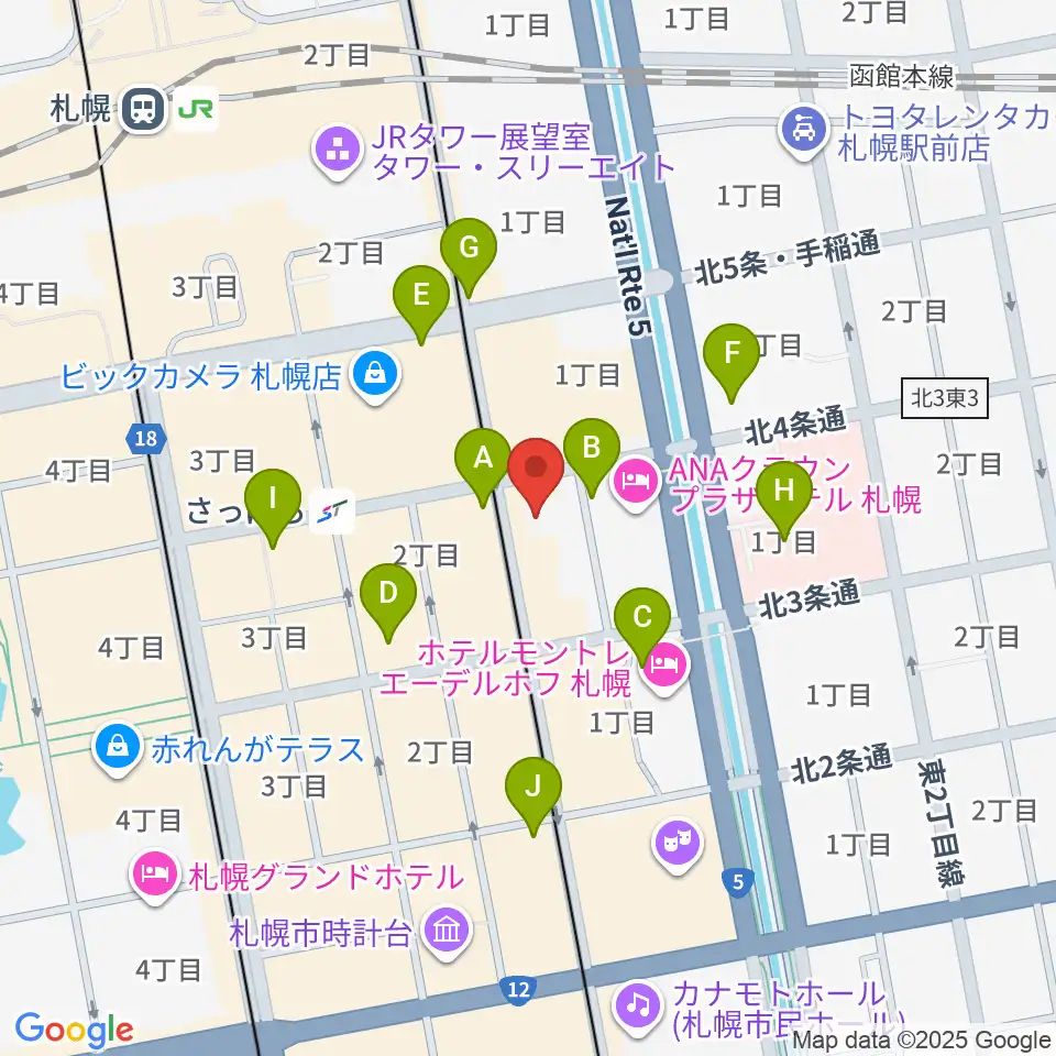 カワイ札幌周辺のコンビニエンスストア一覧地図