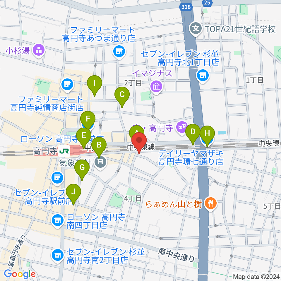 はいから和楽器教室 高円寺校周辺のコンビニエンスストア一覧地図