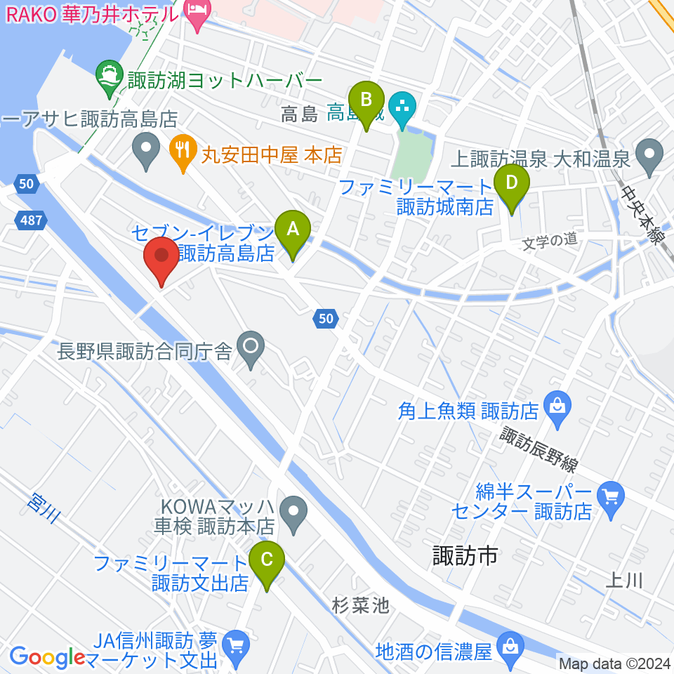 琴光堂和楽器店 諏訪店周辺のコンビニエンスストア一覧地図