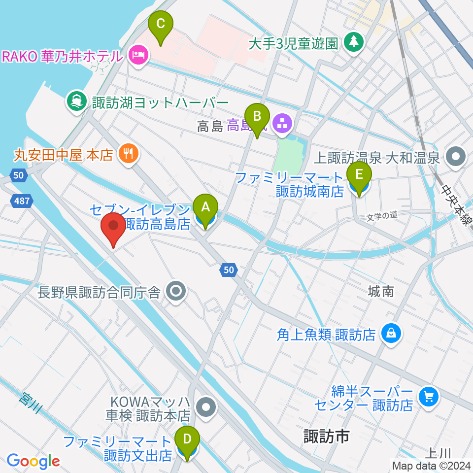 琴光堂和楽器店 諏訪店周辺のコンビニエンスストア一覧地図