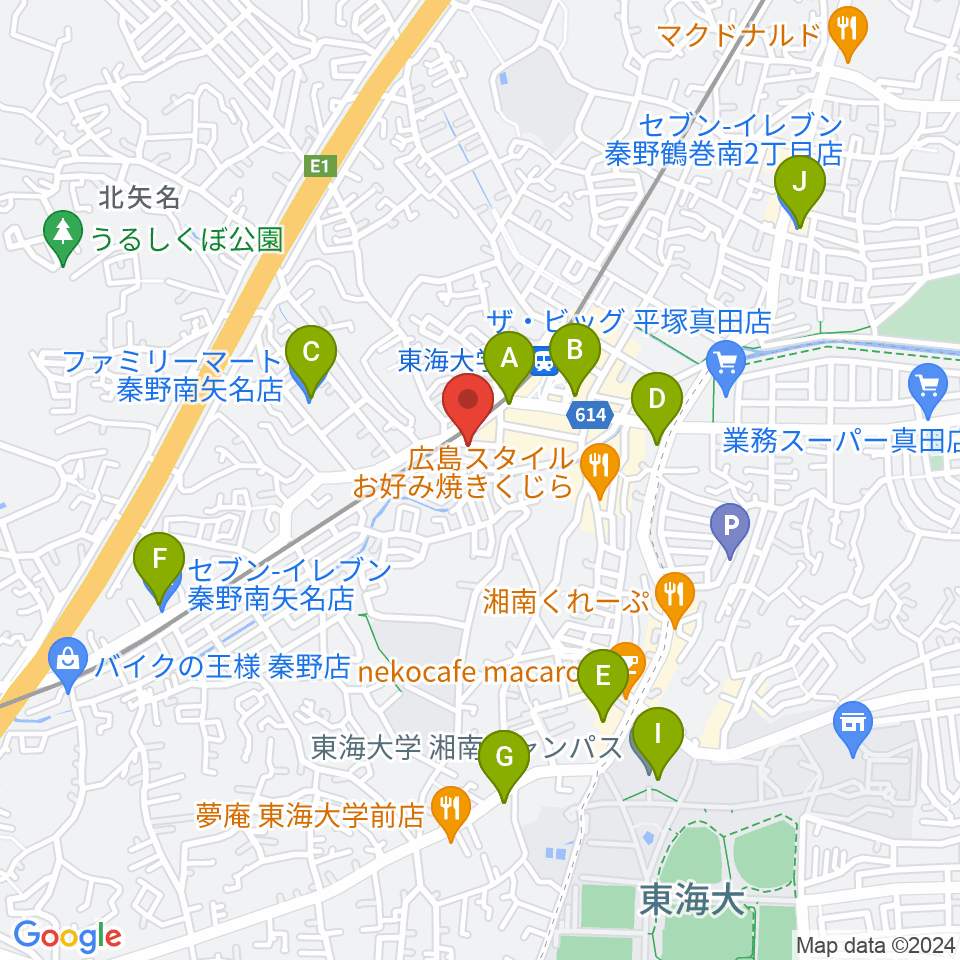 HiP-Sound秦野本店 音楽教室周辺のコンビニエンスストア一覧地図