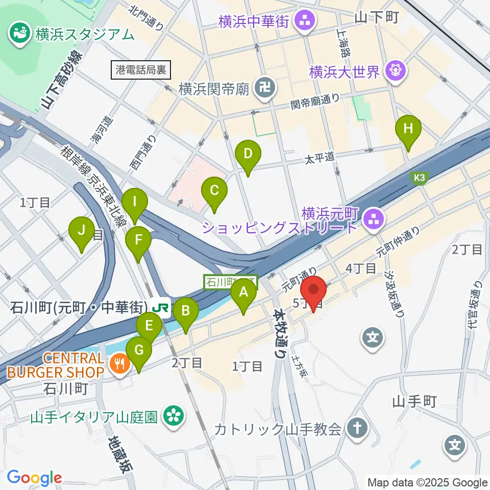 元町弦楽器 LA CANTINA周辺のコンビニエンスストア一覧地図