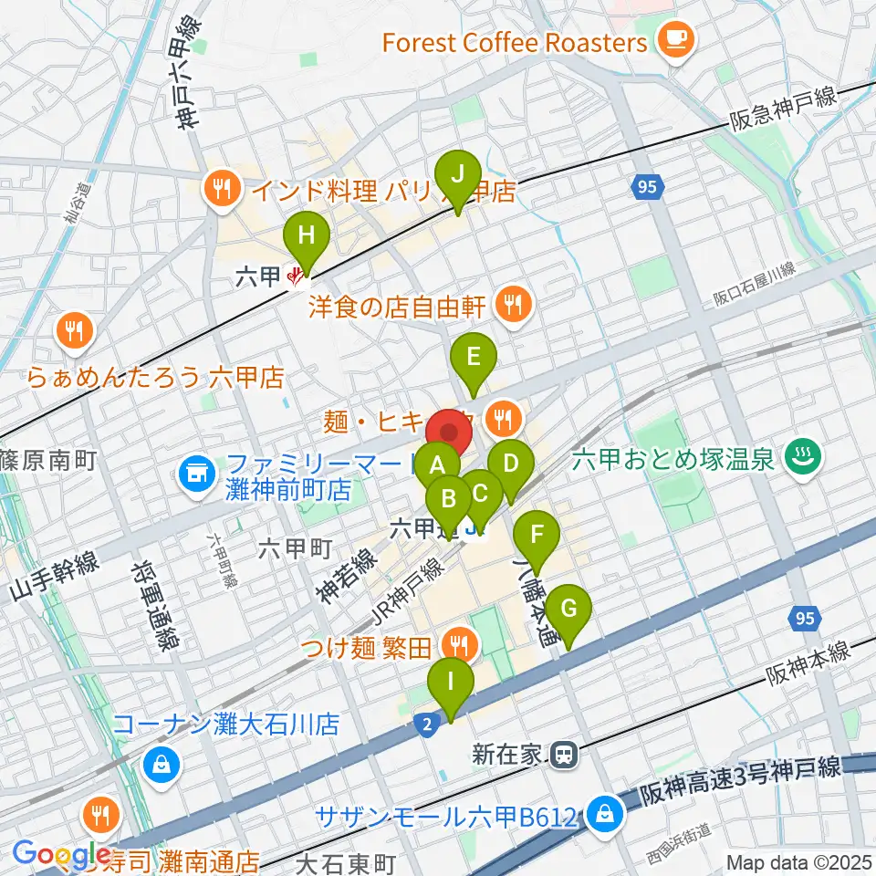 音楽練習室スタジオアコースティック周辺のコンビニエンスストア一覧地図