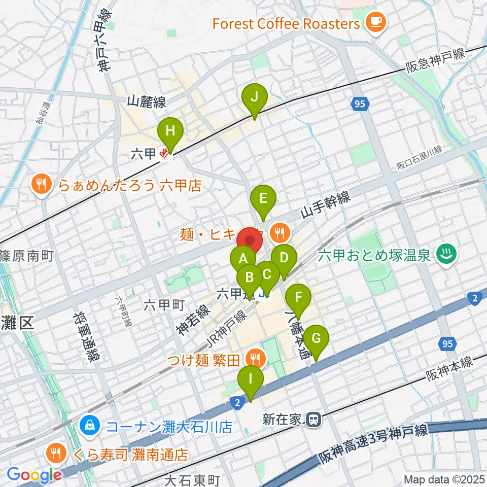 音楽練習室スタジオアコースティック周辺のコンビニエンスストア一覧地図