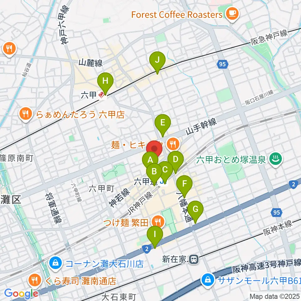 音楽練習室スタジオアコースティック周辺のコンビニエンスストア一覧地図