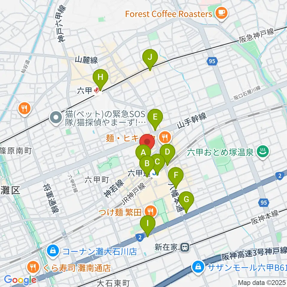 音楽練習室スタジオアコースティック周辺のコンビニエンスストア一覧地図