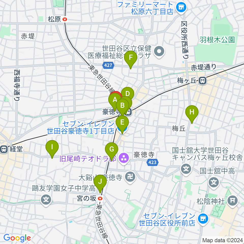 リューテリア・ガン周辺のコンビニエンスストア一覧地図