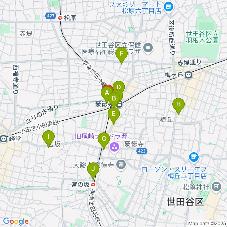 リューテリア・ガン周辺のコンビニエンスストア一覧地図