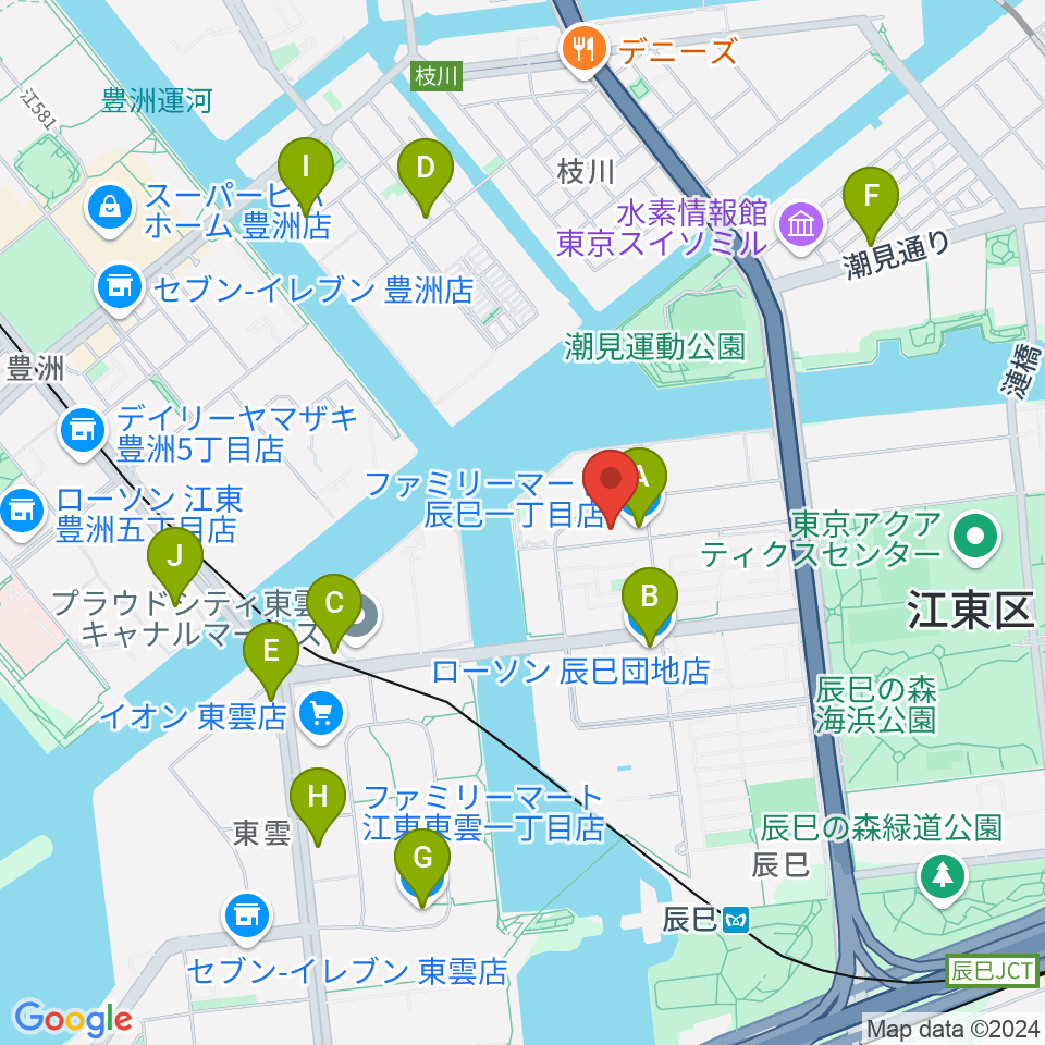 辰巳の森リトミック・ピアノ教室周辺のコンビニエンスストア一覧地図