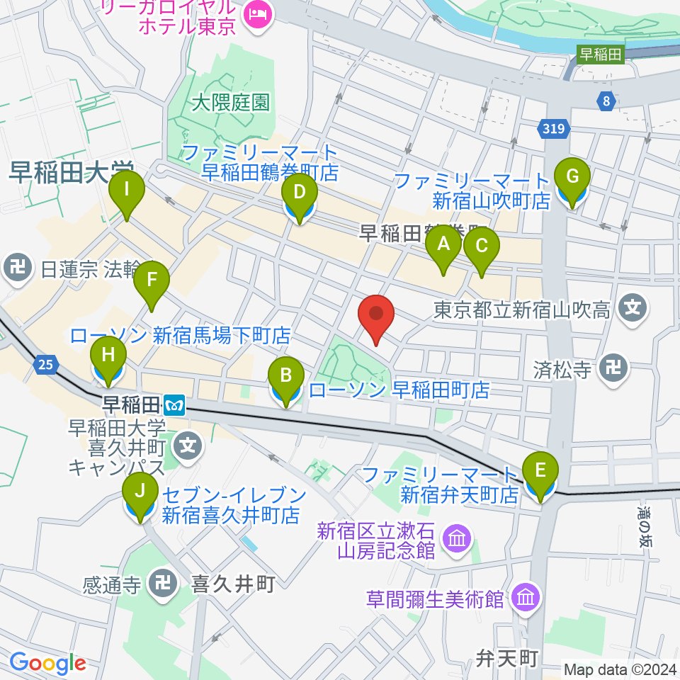 TOKYO麻布ミュージックセンター 新宿教室周辺のコンビニエンスストア一覧地図