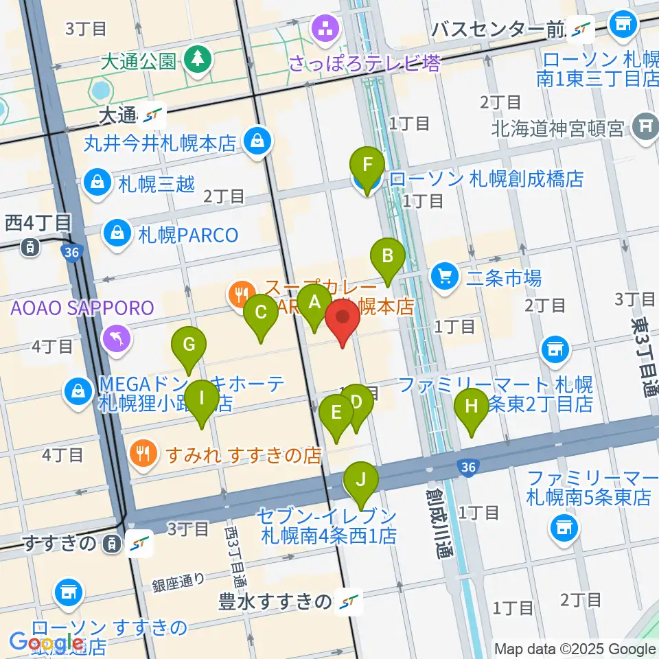 BIGBOSS札幌周辺のコンビニエンスストア一覧地図