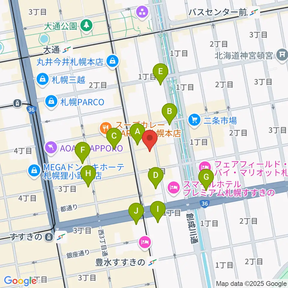 BIGBOSS札幌周辺のコンビニエンスストア一覧地図