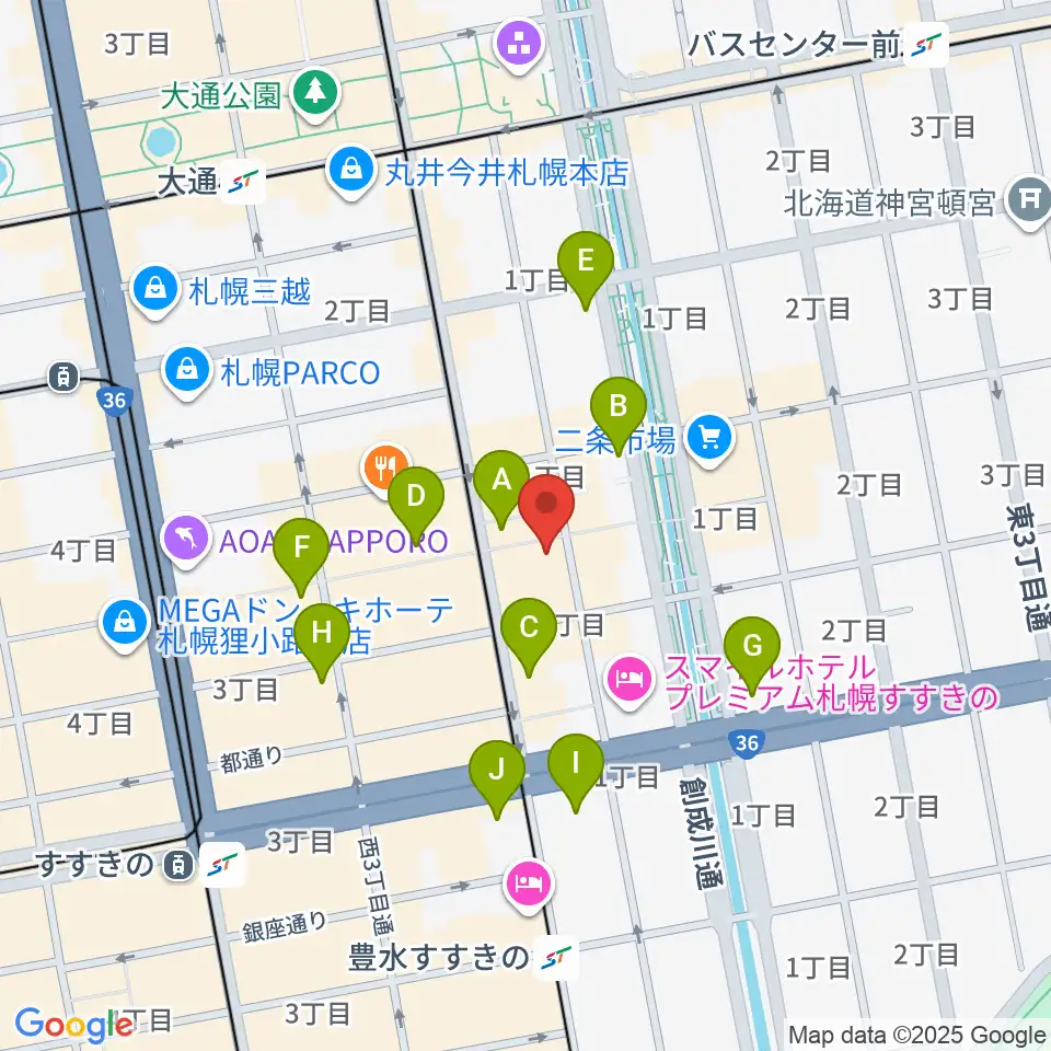 BIGBOSS札幌周辺のコンビニエンスストア一覧地図