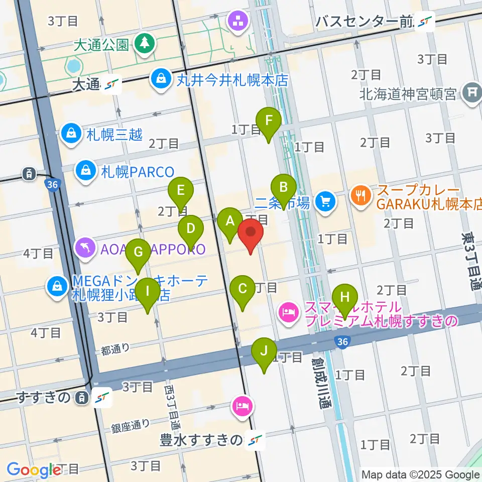 BIGBOSS札幌周辺のコンビニエンスストア一覧地図