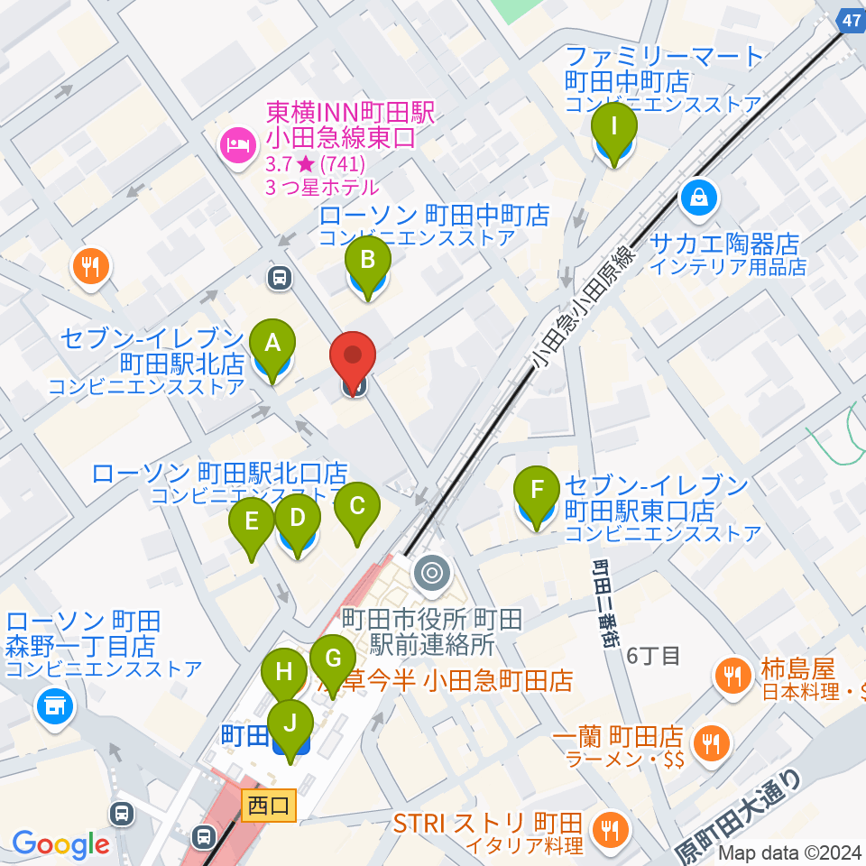 シアーミュージック町田校周辺のコンビニエンスストア一覧地図